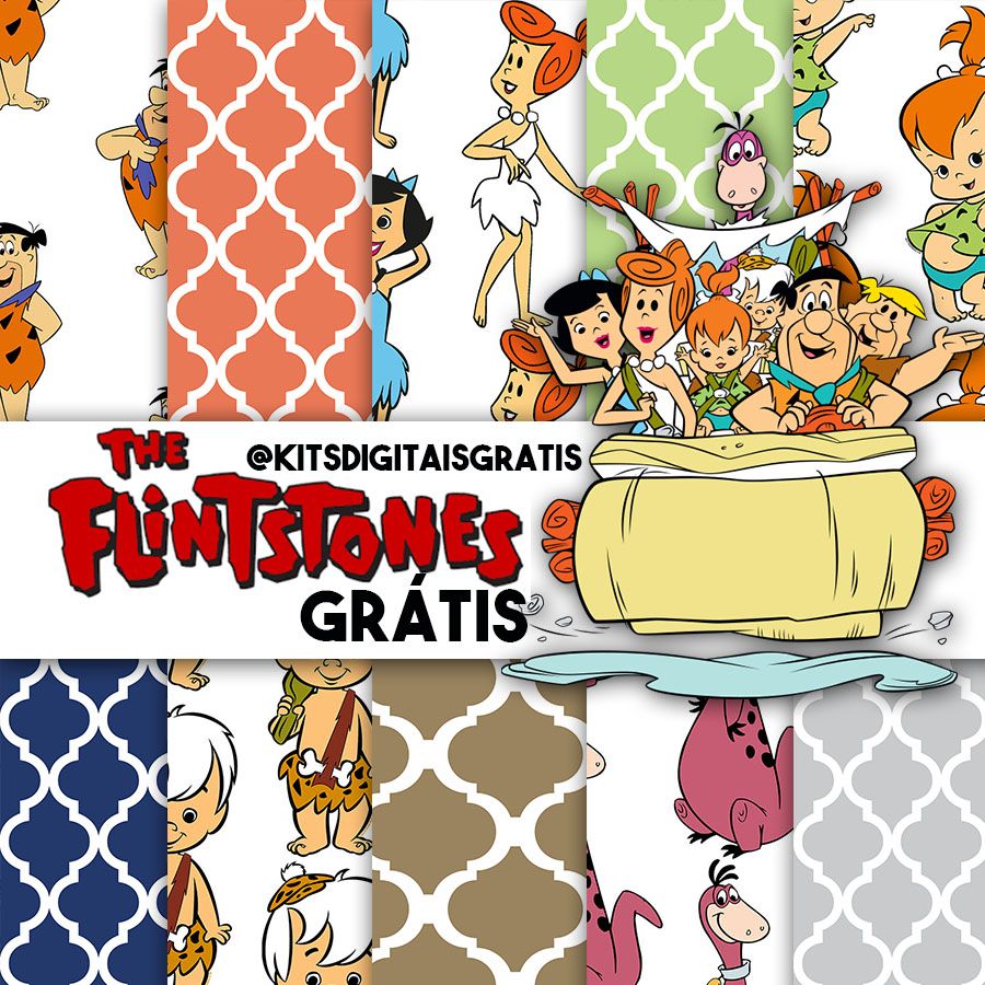 Kit digital flintstones grátis para baixar - Cantinho do blog