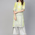 Women Yellow & Silver Printed Straight Kurta