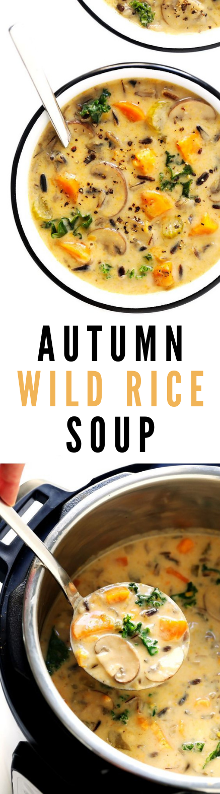 COZY AUTUMN WILD RICE SOUP #Vegetarian #Soup