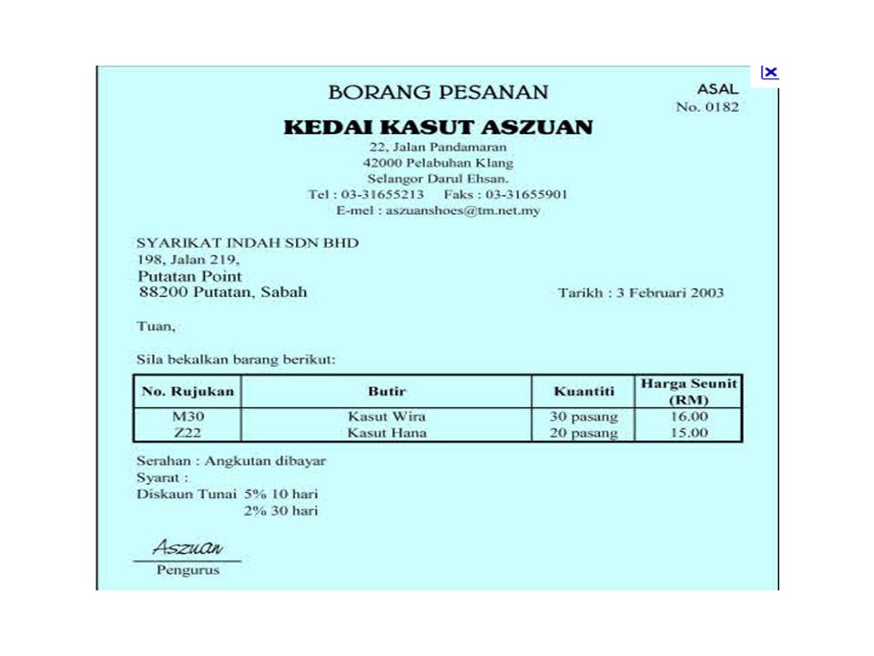 Contoh Surat Pembelian Pesanan