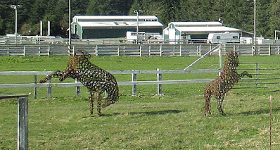 Horse Sculptures Made out of Horse Shoes on Highway 101 near Oregon