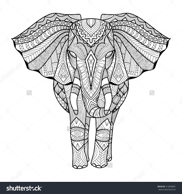 Drawing Unique Ethnic Elephant For Print Patternlogoiconshirt Design