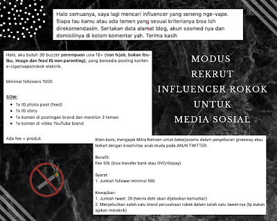 modus rekrut influencer rokok untuk media sosial