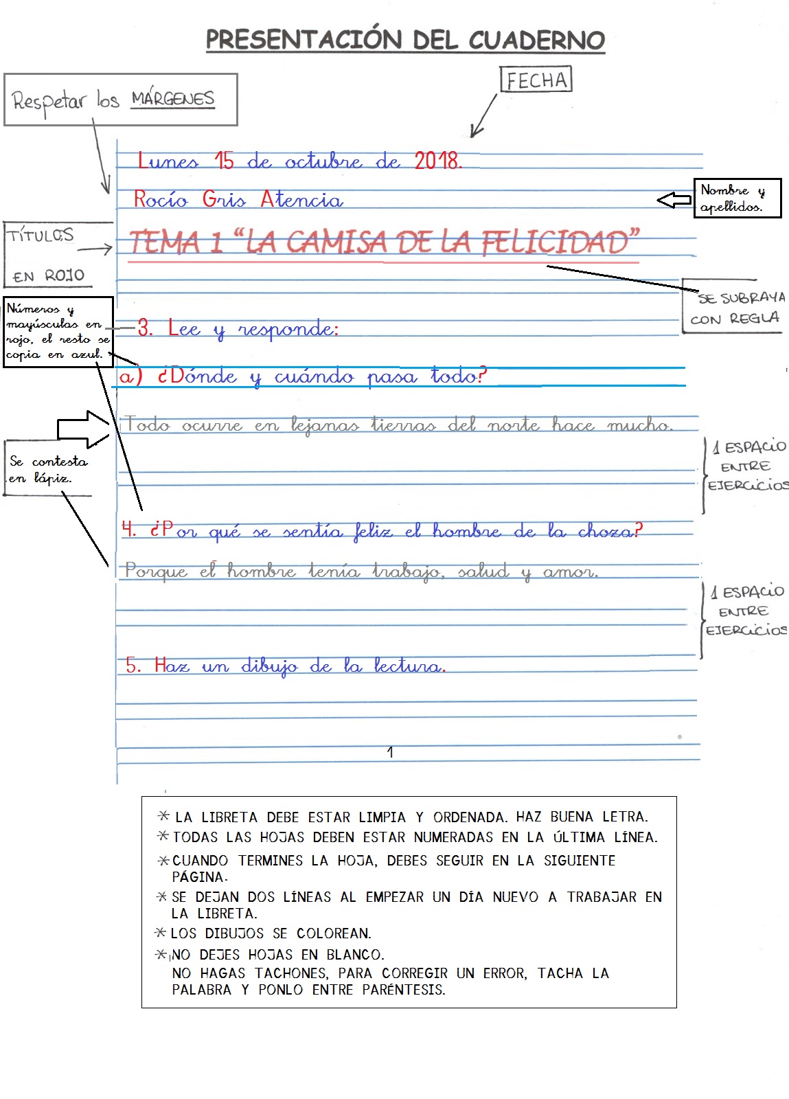 PARA UN CUADERNO LIMPIO Y ORDENADO