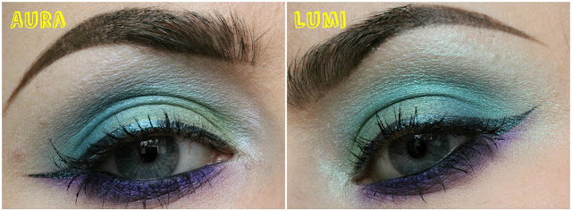 Left using Urban Decay Aura, right using Sugarpill Lumi