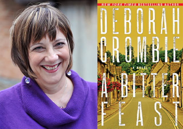 Get to the root of this interviewer: Deborah Crombie with the cover of her book “A Bitter Feast.”