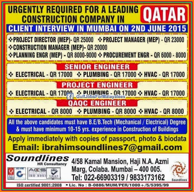 Construction Company jobs for Qatar