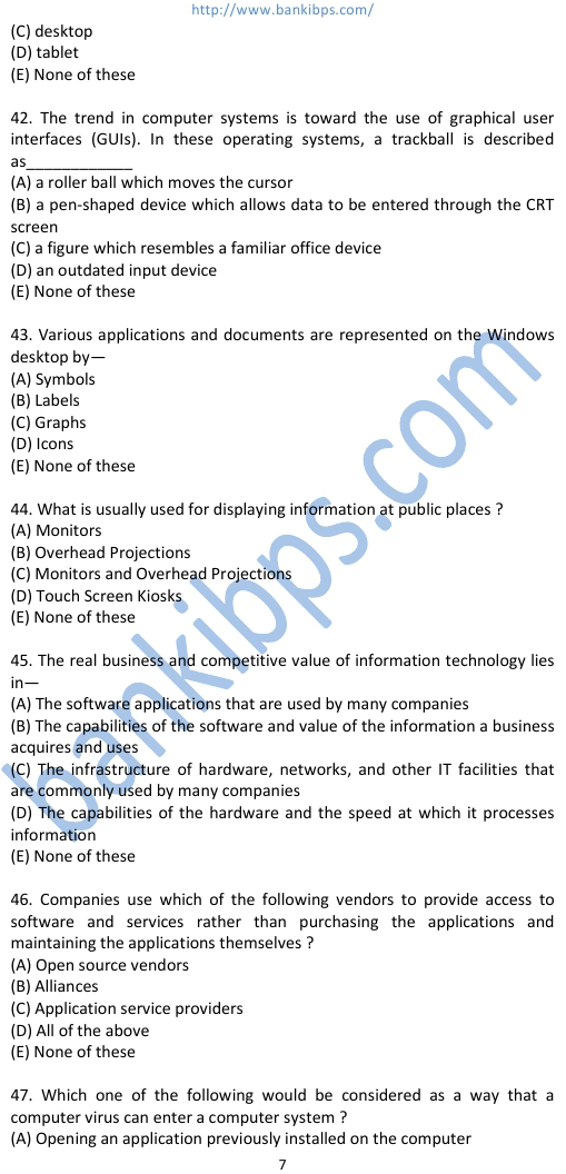 computer knowledge for ibps clerical exam