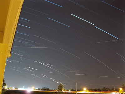 star trails and air traffic