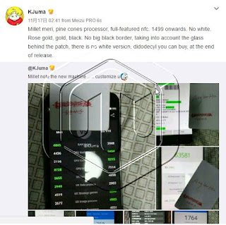 foto device xiaomi yang diperkirakan Xiaomi Meri diunggah oleh akun Weibo KJuma