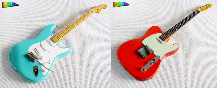 Stratocaster versus Telecaster - blue versus red