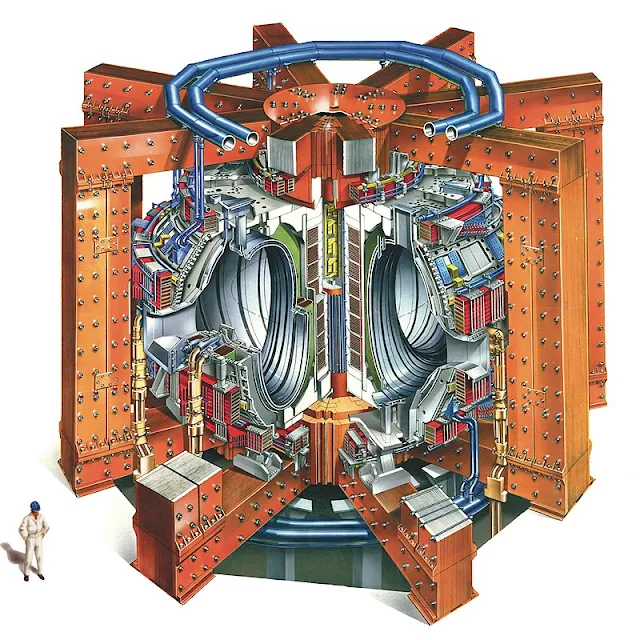 Cutaway drawing of the Joint European Torus from around 1980.