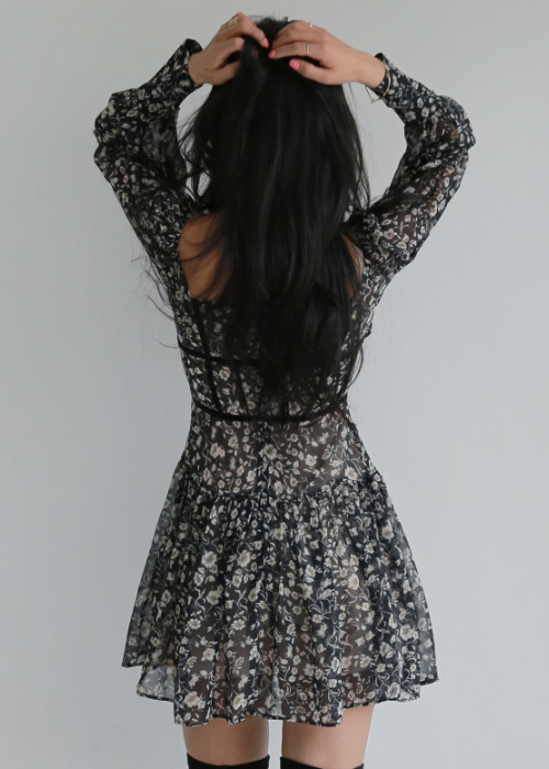 Black Floral Off-Shoulder Dress