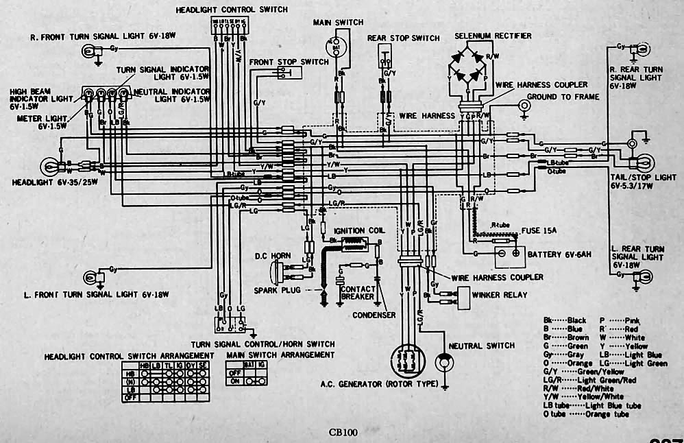 skema kelistrikan motor: Honda-CB100-Electrical-wiring-diagram