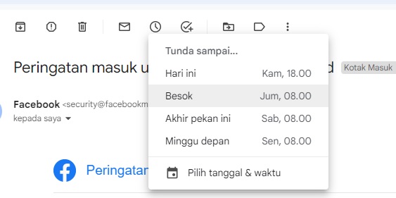 Fungsi Fitur Tunda atau Snooze Yang Ada di Gmail