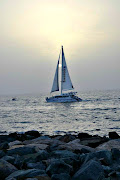 Calm and breath taking view of the Mamzar Beach. Sunset at the Palm Island (dubai )