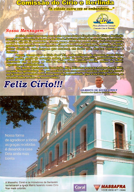 PROGRAMA DA FESTA DE NOSSA SENHORA DA CONCEIÇÃO – 2009 – Santarém – Pará - Brasil