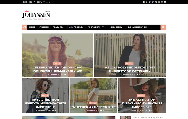 Johansen Responsive Magazine News Portal Blogger Template Theme