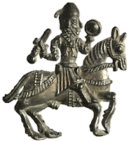 Badge Knight on horseback Tin-lead alloy.