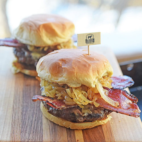 Smoky Bacon, Onion, and Cheddar Burger