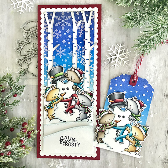 Deck the Halls with Inky Paws Week - Day 1 - Tammy Stark | Card and Tag using Newton's Snowman Stamp Set by Newton's Nook Designs