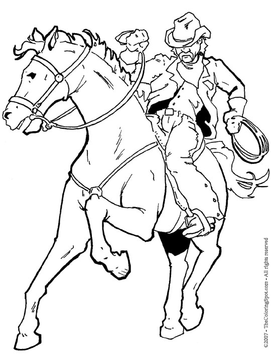 A Coloring Sheet Of A Horse And A Cowboy 3