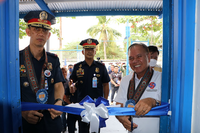 SBMA Chairman and Administrator Rolen C. Paulino and PBrigadier Gen. Harold B. Tuzon, Chief of the PNP Maritime Group cut the ceremonial ribbon while PColonel (Atty) Oliver S. Tanseco, head of the Regional Maritime Unit 3 looks on during the inauguration of the Philippine Maritime Police Vessel Operations Training Center at Building 696, Harizon Road, Global Industrial Park in Subic Bay Freeport.