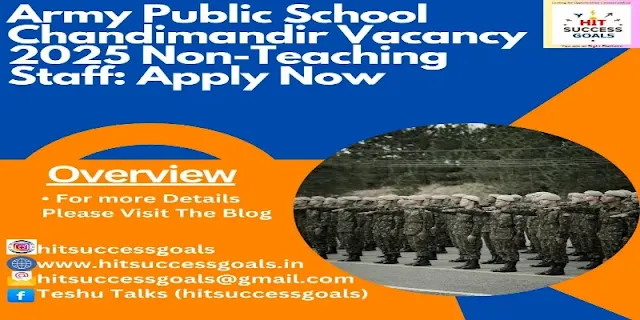 Army Public School Chandimandir Vacancy 2025 Non-Teaching Staff: Apply Now