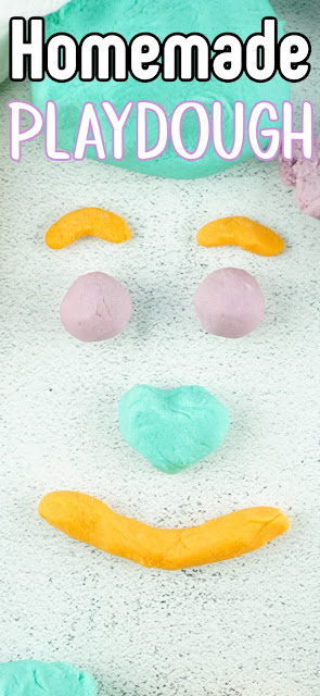 playdough shaped into a happy face with title text overlay at top.