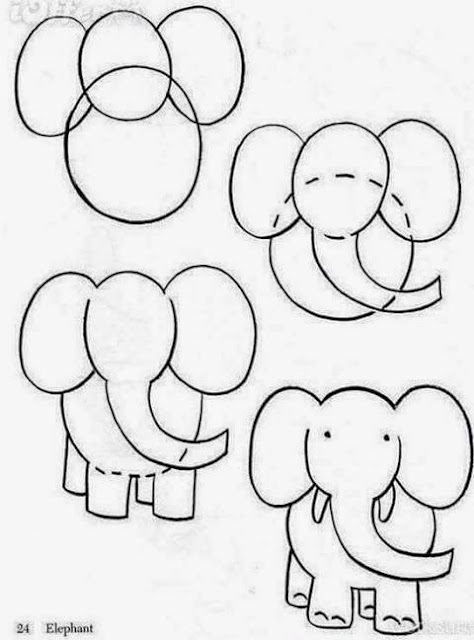 Learn to draw  an elephant  for kids 