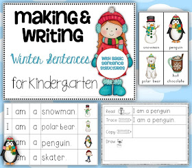 Making and Writing Winter Sentences for Kindergarten {vocab & sentence work}