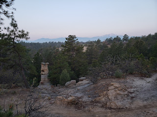 Rock formations near the eastern side of the park at sunrise.