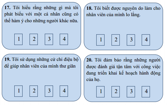 Câu hỏi trong bản đánh giá nhân viên phần 4