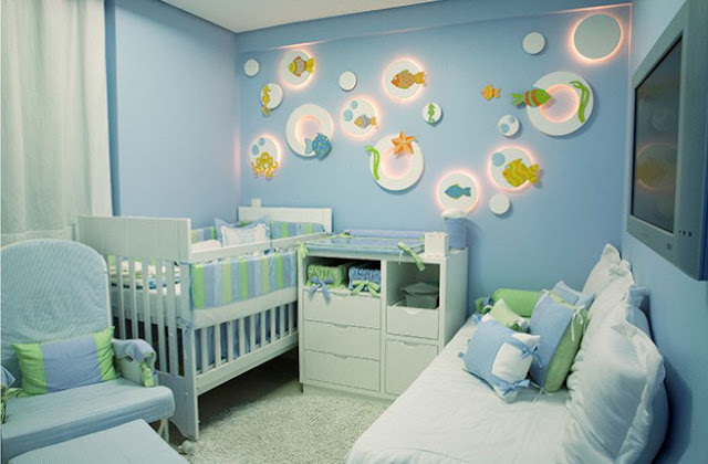 DORMITORIO CELESTE PARA BEBE - DECORACION MARINA via www.dormitorios.blogspot.com