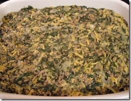 spinach casserole in dish