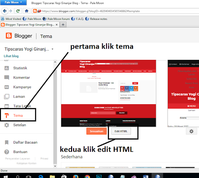 belajar blog dan membuat anchor text tampilan depan