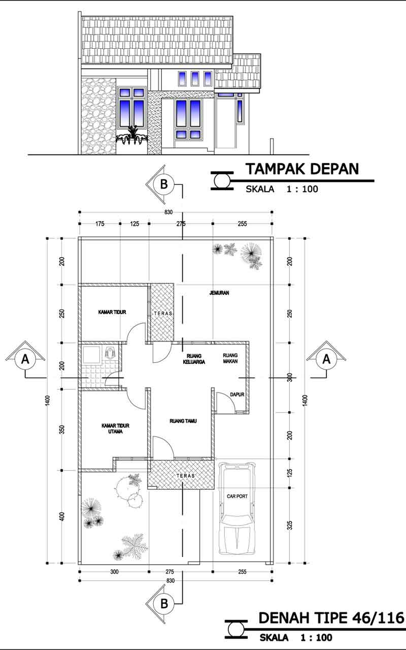 Contoh Denah Renovasi KPRBTN  Gambar Desain Rumah Minimalis