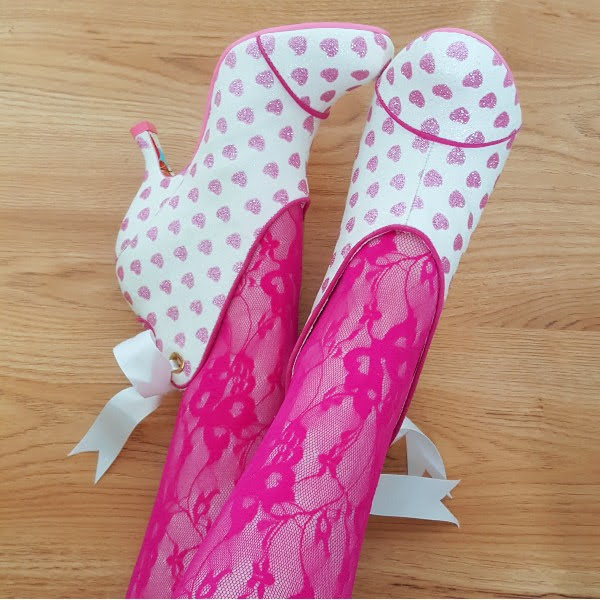 fit review of Irregular Choice Love Is All Around pink heart boots