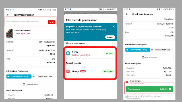 pembayaran tiket bioskop di Gotix