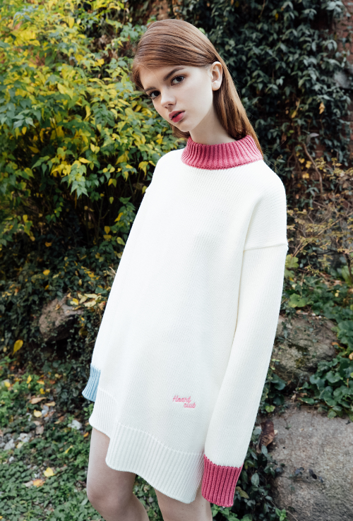 Heart Club Embroidered Logo Detail Loose Knit Dress