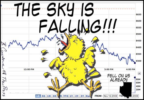 chicken little the sky is falling. Chicken little says the U.S.