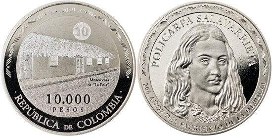 Colombia 10,000 pesos 2019 - Policarpa Salavarrieta