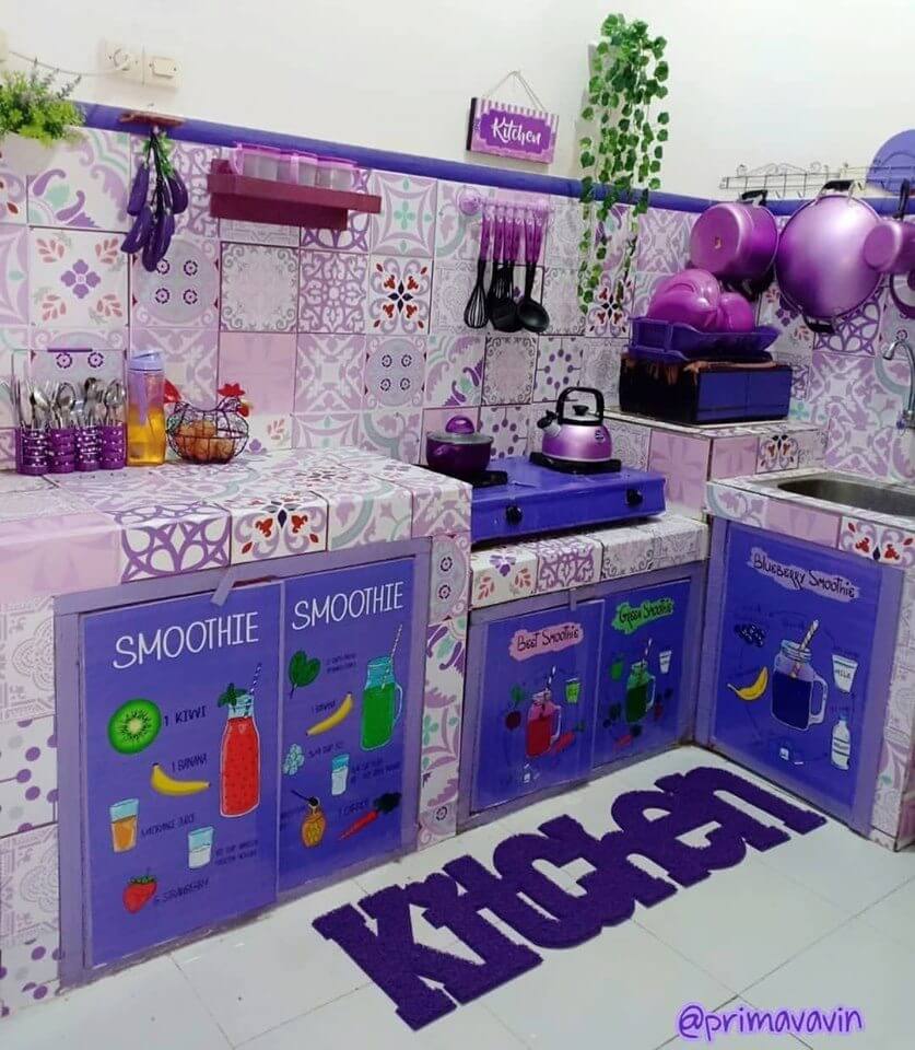 25 Inspirasi Desain Dapur Minimalis Warna Ungu Terbaru Populer Rumah