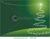 stock vector christmas tree on green wallpaper