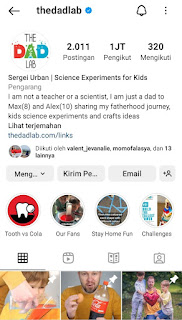 Akun instagram the dad lab banyak membahas tema science