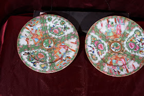 Antique Chinese Qing Dynasty Rose Medallion Plates For Sale