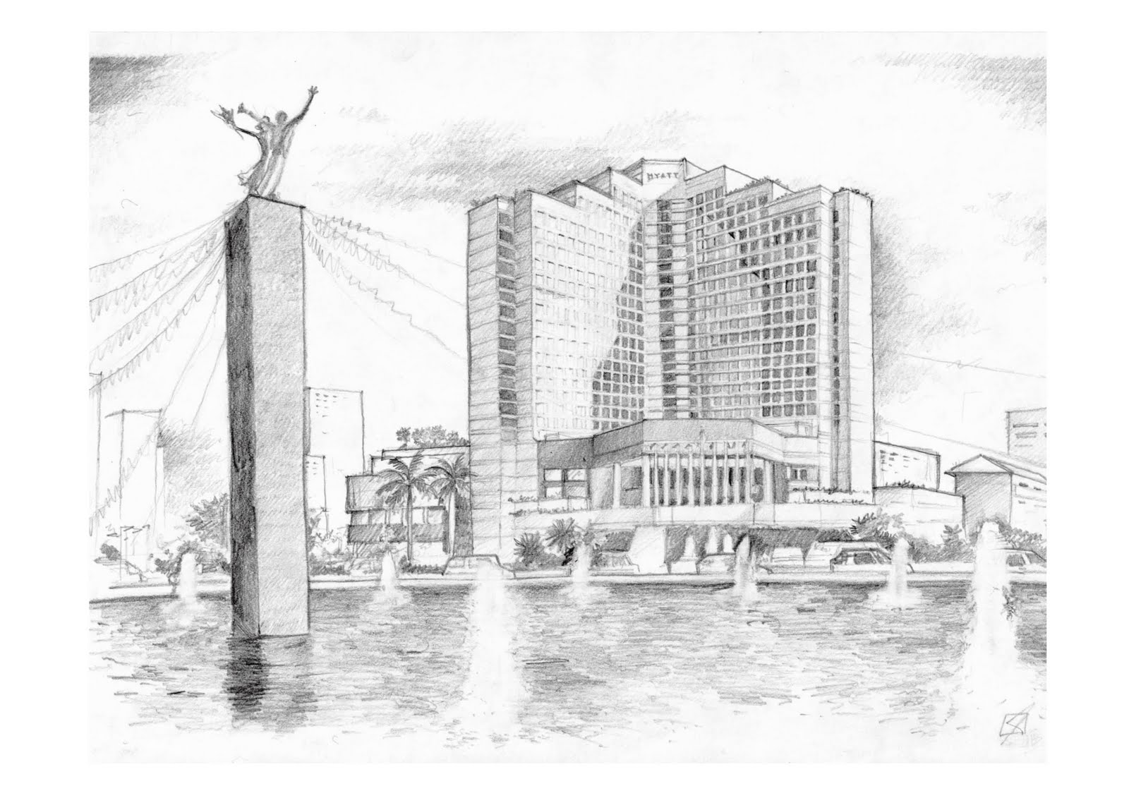 Gambar Sketsa Gedung Kota Sobsketsa