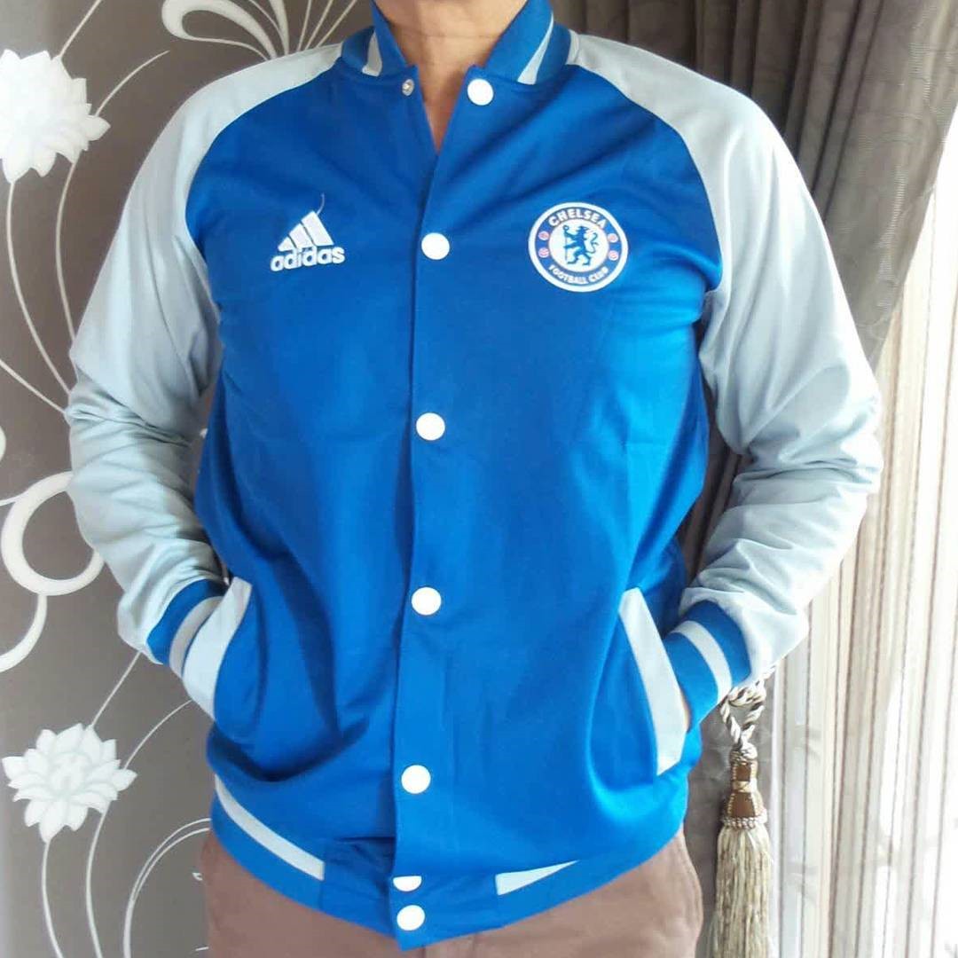 Jual Jaket Baseball Adidas Chelsea Warna Biru Abu Abu Terbaru Musim