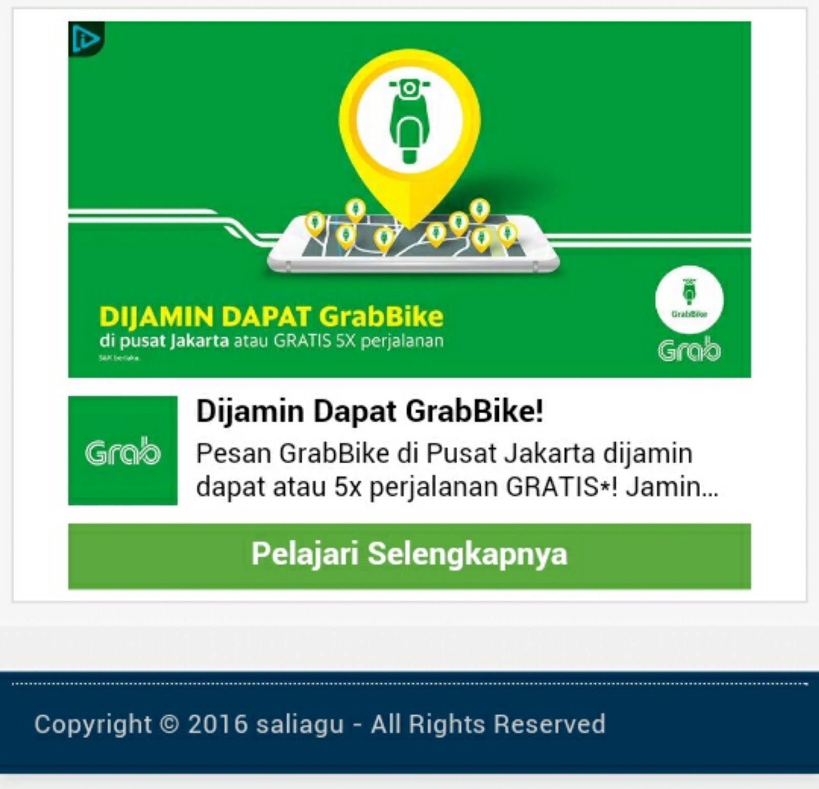 Anda bisa liat gambar di bawa itu adalah contoh iklan Ads yang muncul di Blog saya dengan Mobile Web