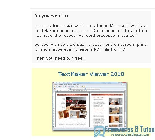 TextMaker Viewer 2010 : un logiciel gratuit pour ouvrir, lire et imprimer les documents de Microsoft Word, OpenOffice.org et Pocket Word